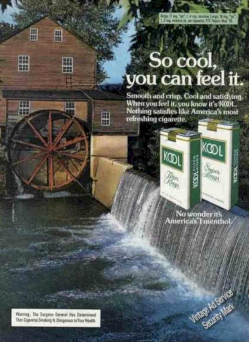 Waterfall Koold Cigarettes Vintage Retro Advert Ads A4 Photo Print