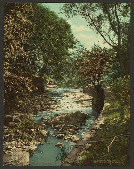 Waterfall in Wade Park Cleveland Vintage A4 Photo Print
