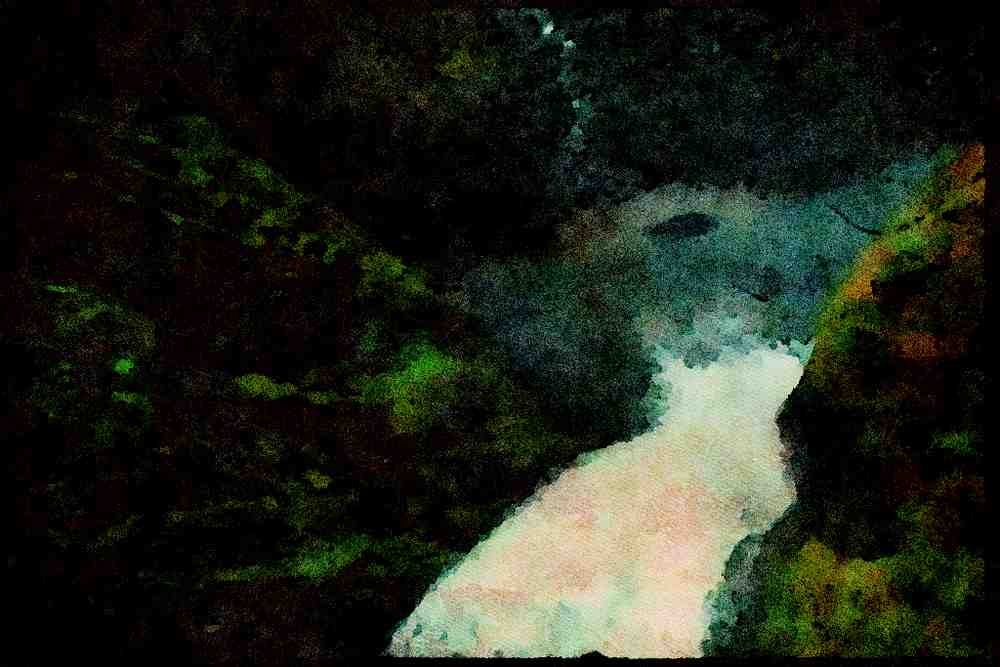 Waterfalls 027004 View From Top Of Waterfall A4 Limited Edition Watercolour Print