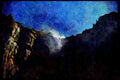 Waterfalls 027009 Misty Waterfall On Sheer Cliff A4 Limited Edition Watercolour Print