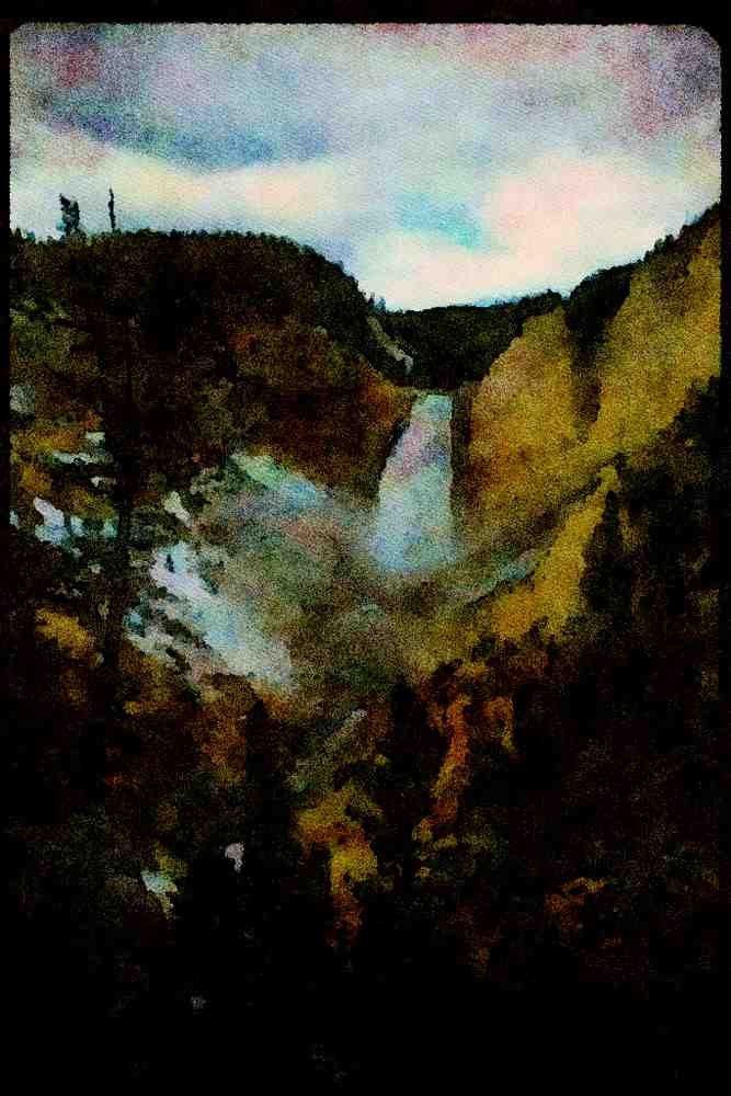 Waterfalls 027015 Waterfall In Steep Gulch A4 Limited Edition Watercolour Print