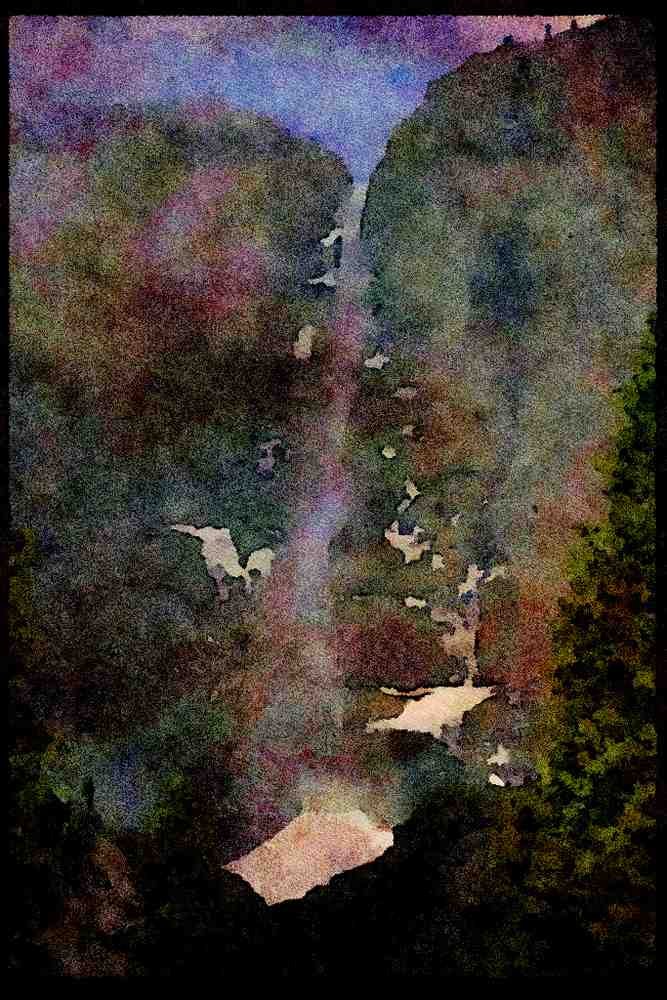 Waterfalls 027016 High Waterfall In Winter A4 Limited Edition Watercolour Print