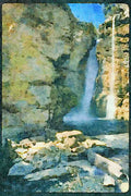 Waterfalls 027017 Double Waterfall, Yellow Rocks A4 Limited Edition Watercolour Print