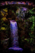 Waterfalls 027019 Waterfall Under Stone Arched Bridge A4 Limited Edition Watercolour Print