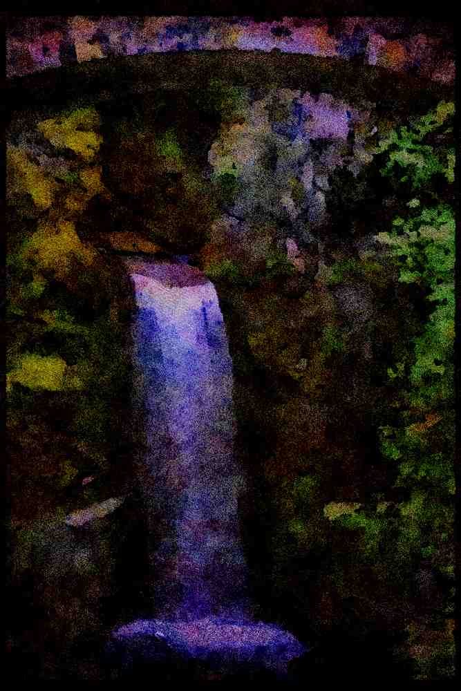 Waterfalls 027019 Waterfall Under Stone Arched Bridge A4 Limited Edition Watercolour Print