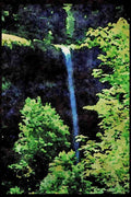 Waterfalls 027022 Hikers Behind Waterfall A4 Limited Edition Watercolour Print