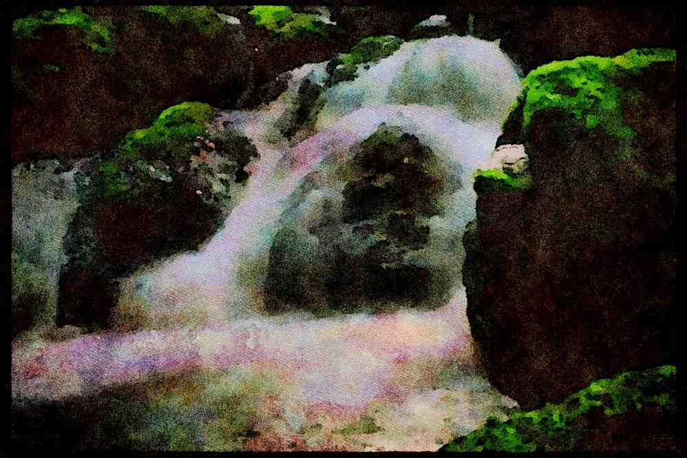 Waterfalls 027032 Falls Cascading Into River A4 Limited Edition Watercolour Print
