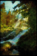 Waterfalls 027042 Falls On Mt. Index A4 Limited Edition Watercolour Print