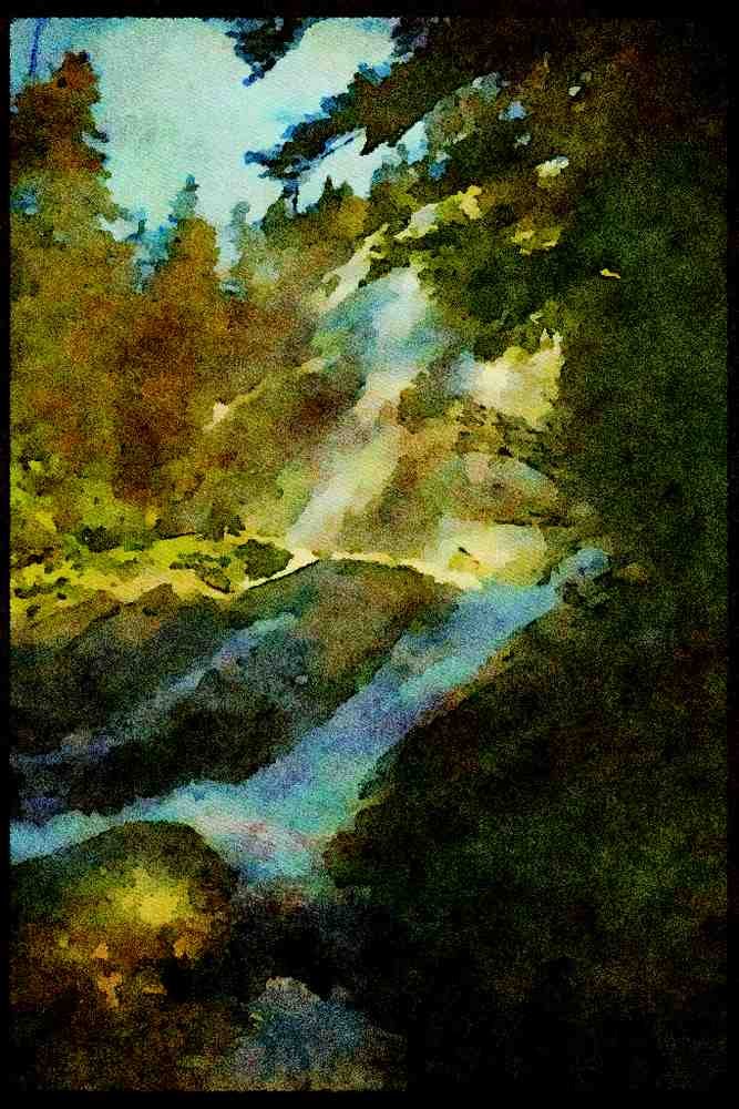 Waterfalls 027042 Falls On Mt. Index A4 Limited Edition Watercolour Print