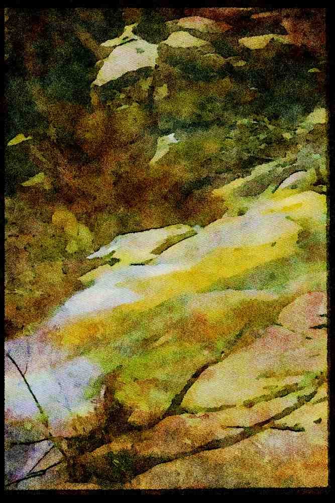Waterfalls 027043 Waterfall Over Flat Rocks A4 Limited Edition Watercolour Print