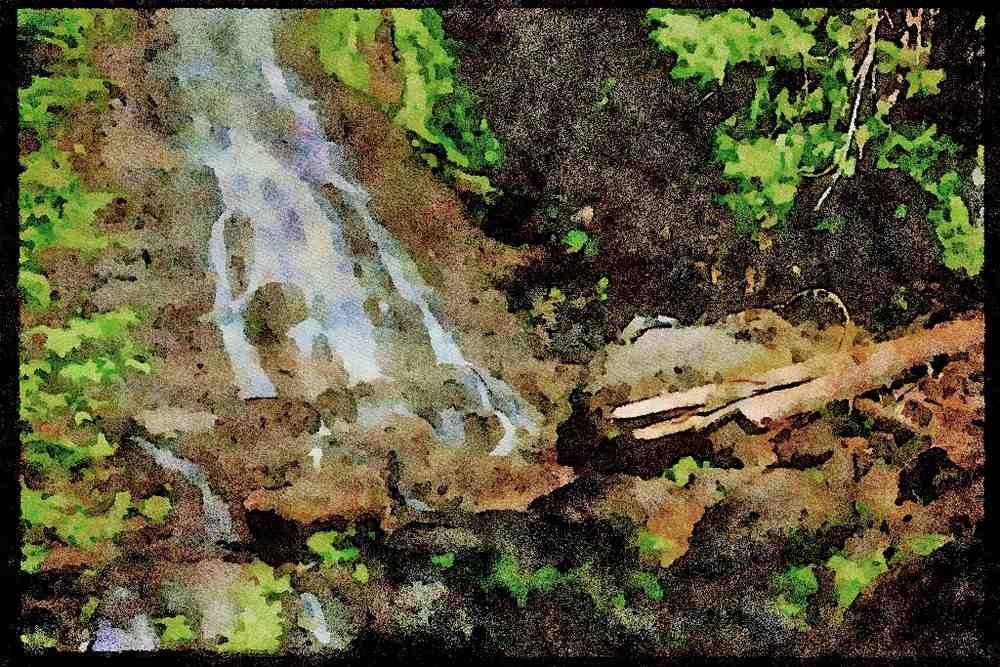 Waterfalls 027046 Serene Stream Waterfall A4 Limited Edition Watercolour Print