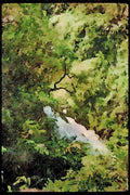 Waterfalls 027048 Waterfall In Heavy Foliage A4 Limited Edition Watercolour Print