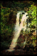 Waterfalls 027049 Waterfall Into Gentle Pool A4 Limited Edition Watercolour Print