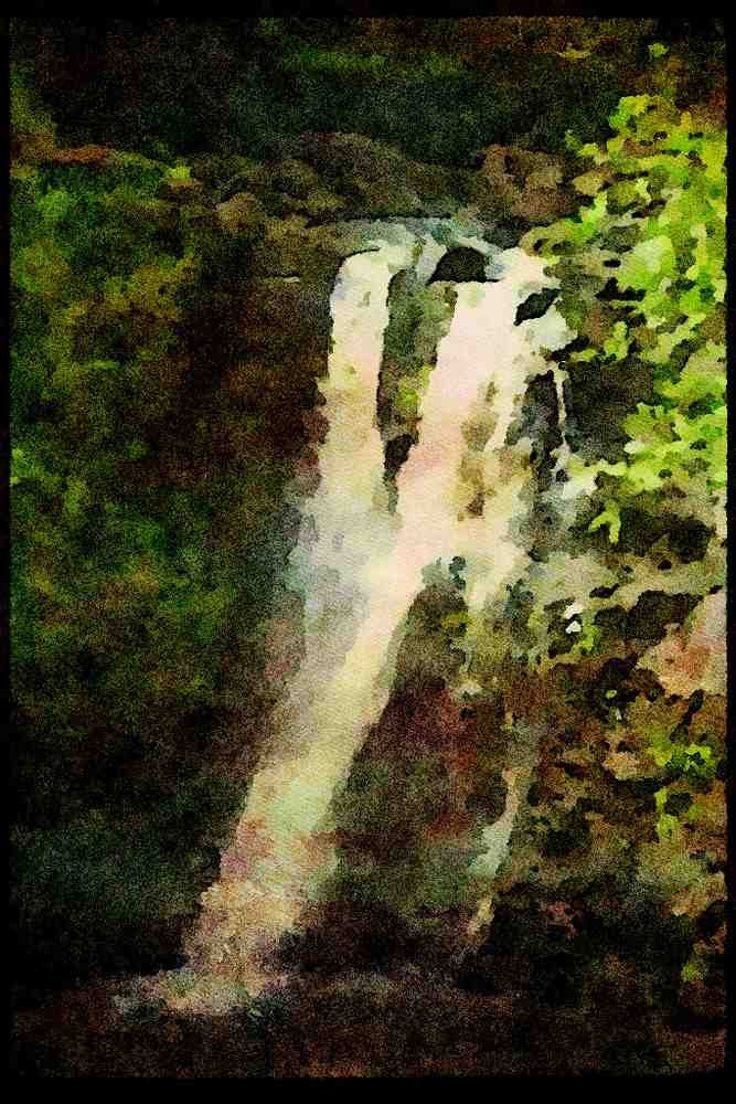 Waterfalls 027049 Waterfall Into Gentle Pool A4 Limited Edition Watercolour Print