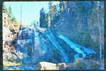 Waterfalls 027055 Wide Waterfall Over Rocky Hill A4 Limited Edition Watercolour Print