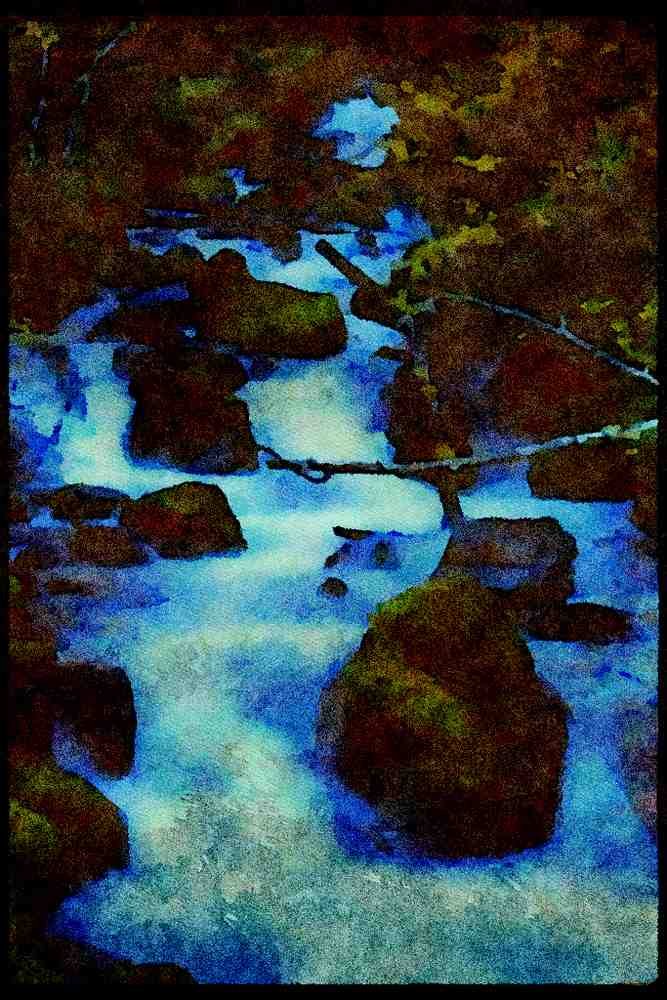 Waterfalls 027057 Milky Waterfall A4 Limited Edition Watercolour Print