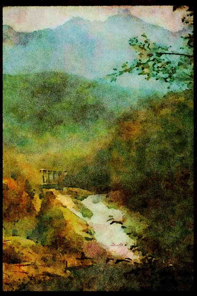 Waterfalls 027062 Sunset Falls A4 Limited Edition Watercolour Print