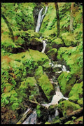 Waterfalls 027065 Mossy Stream Waterfall A4 Limited Edition Watercolour Print