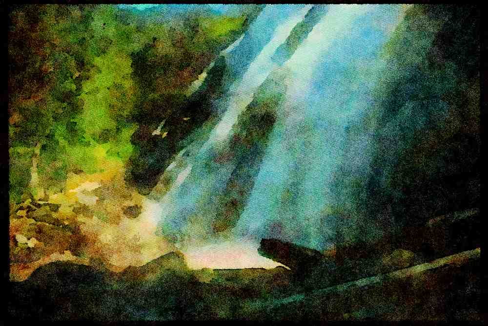 Waterfalls 027069 Close Up Of Bridal Veil Falls A4 Limited Edition Watercolour Print