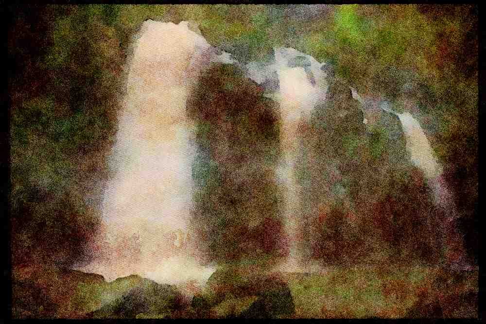Waterfalls 027071 River Diverted Into Three Falls A4 Limited Edition Watercolour Print