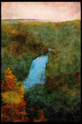 Waterfalls 027072 Large Waterfall From Distance A4 Limited Edition Watercolour Print