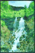 Waterfalls 027074 Waterfall Stepping Over Rocks A4 Limited Edition Watercolour Print