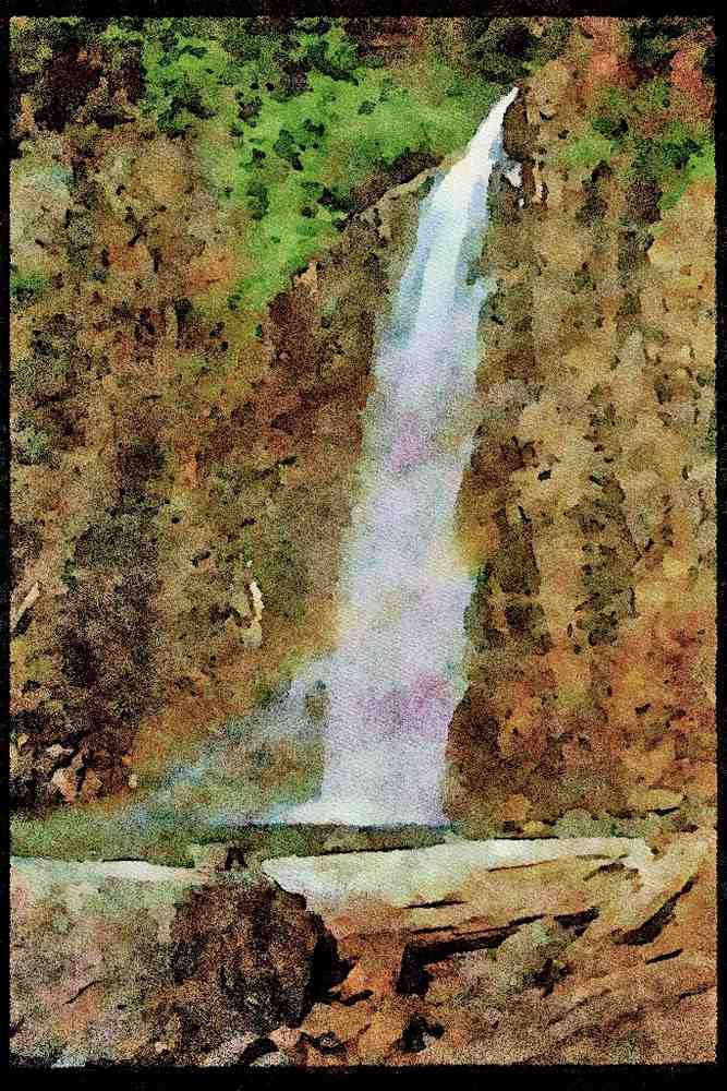 Waterfalls 027080 High Stream Waterfall A4 Limited Edition Watercolour Print