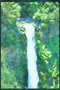 Waterfalls 027081 Long River Waterfall A4 Limited Edition Watercolour Print