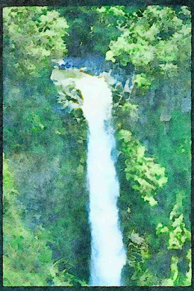 Waterfalls 027081 Long River Waterfall A4 Limited Edition Watercolour Print