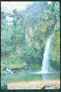 Waterfalls 027085 Waterfall Coming Out Of Rocks A4 Limited Edition Watercolour Print