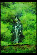 Waterfalls 027094 Waterfall In Forest A4 Limited Edition Watercolour Print