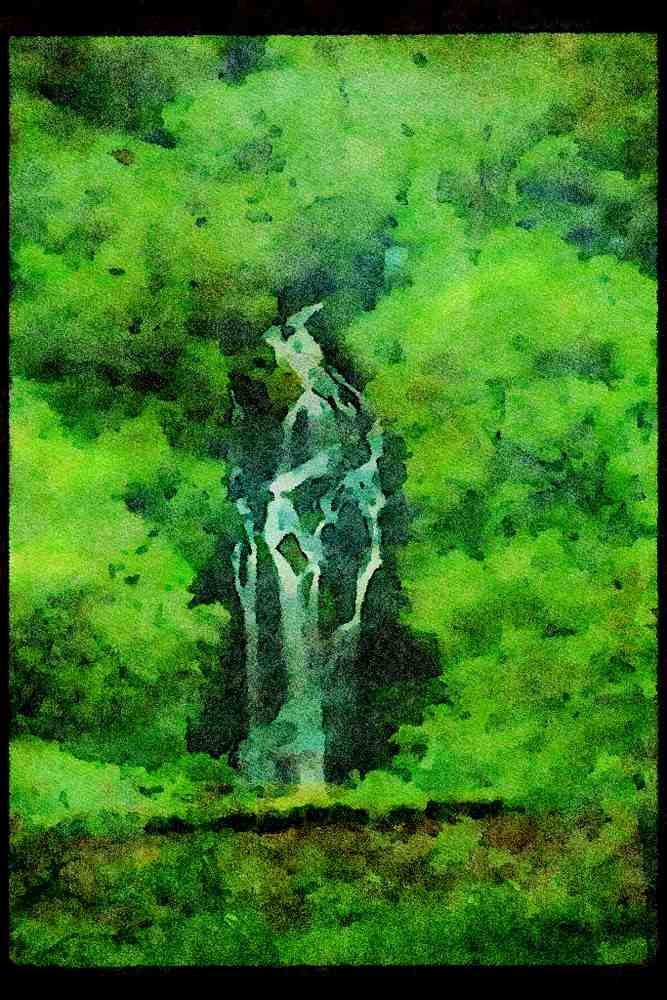 Waterfalls 027094 Waterfall In Forest A4 Limited Edition Watercolour Print