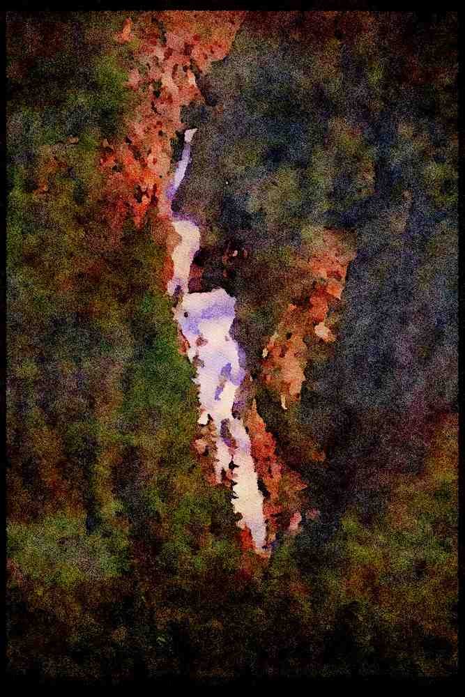 Waterfalls 027095 Waterfall In Jasper National Park A4 Limited Edition Watercolour Print