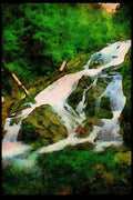 Waterfalls 027096 Close Up Of River Waterfall A4 Limited Edition Watercolour Print
