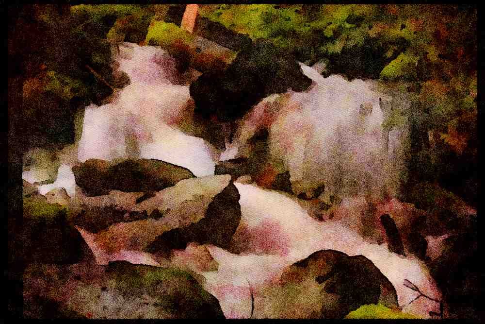 Waterfalls 027097 Waterfall Terraced Over Rocks A4 Limited Edition Watercolour Print