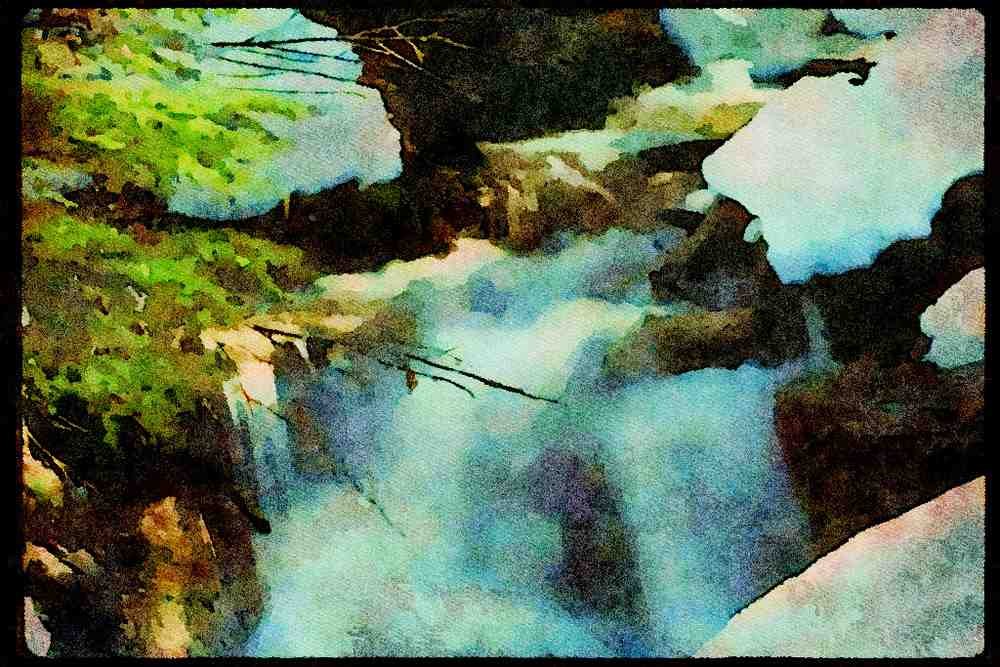 Waterfalls 027098 Winter Stream Waterfall A4 Limited Edition Watercolour Print