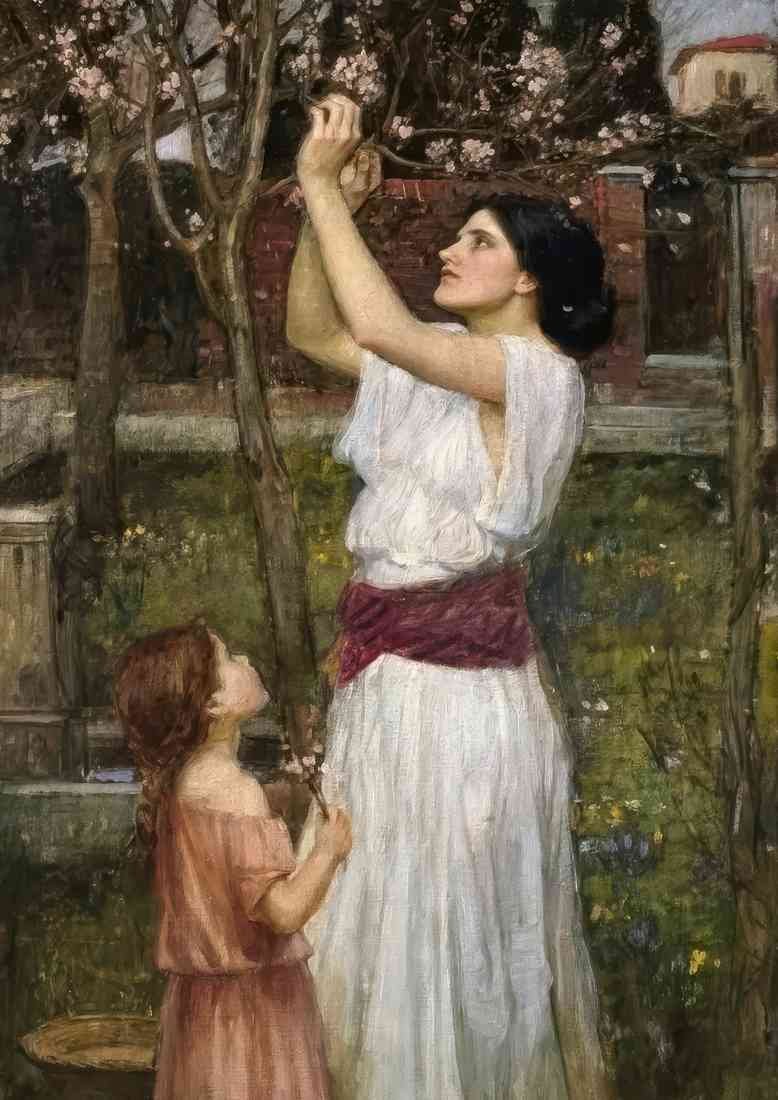 Waterhouse Gathering Almond Blossoms USE 2025 A4 Photo Print
