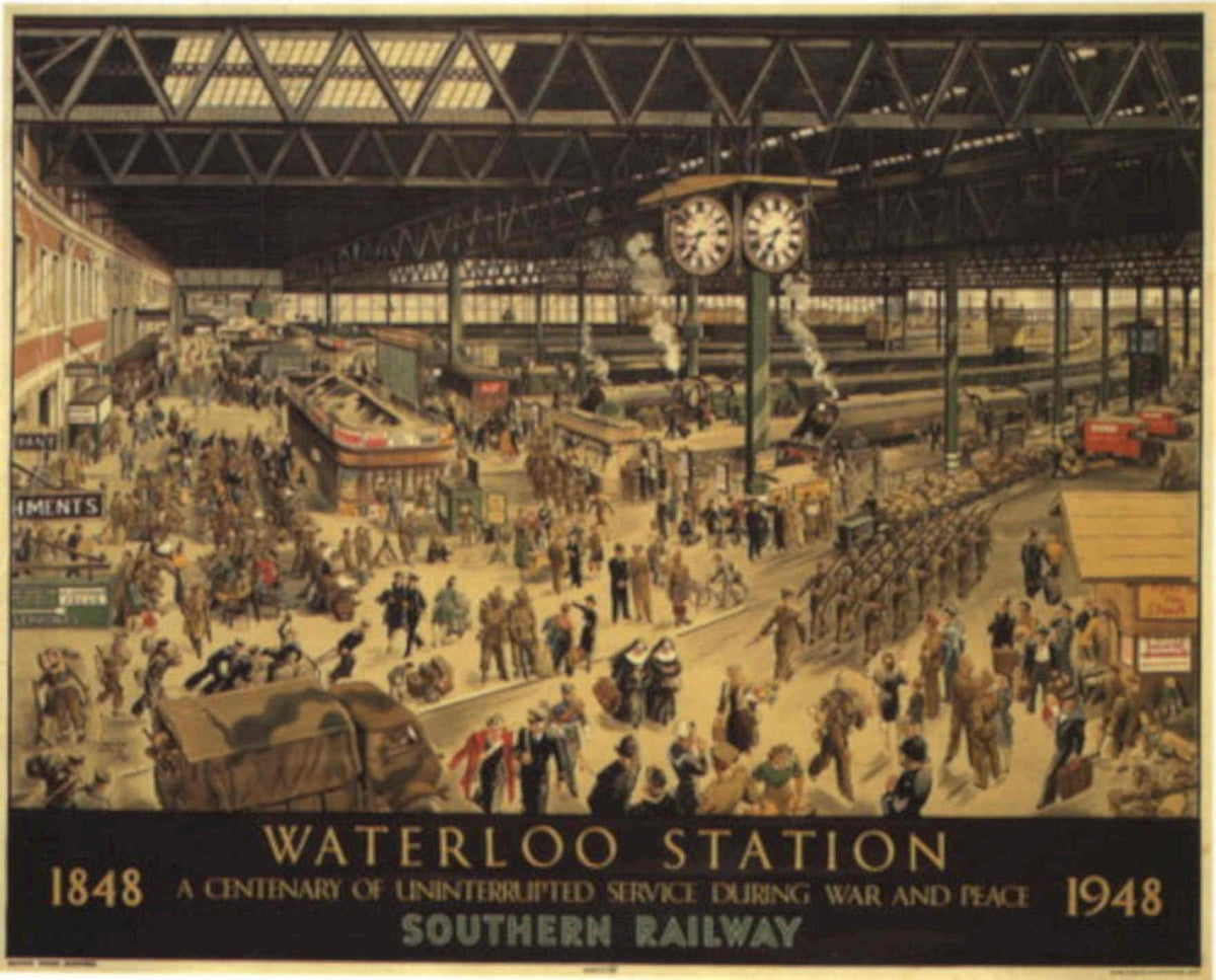 Waterloo Station 1948 1930s Vintage Retro Advert Poster