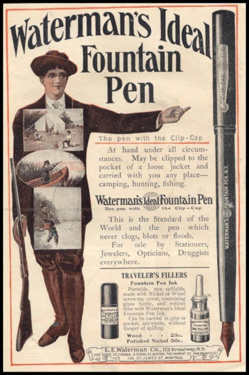 Waterman Pen Traveler 2 Vintage Retro Advert Ads A4 Photo Print