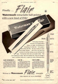 Watermans Flair Pen 1950s Vintage Retro Advert Poster