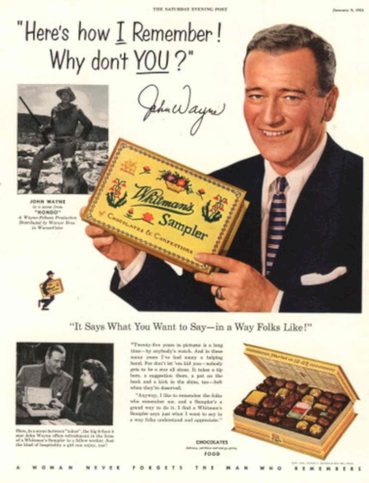Wayne Chocolates Sampler 1950s Vintage Retro Advert Poster
