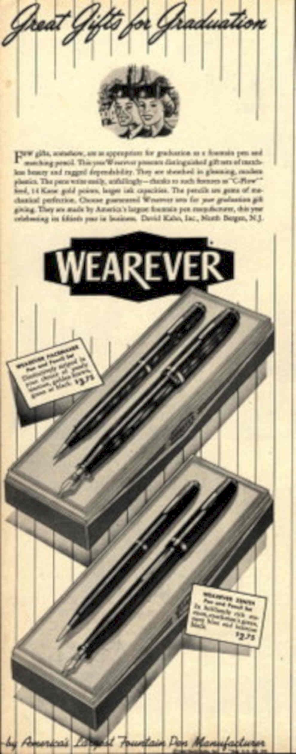 Wear Ever Pens 1940s Vintage Retro Advert Poster