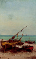 Weber Theodore Alexandre Bateaux De Peches Sur La Plage Art A4 Photo Print