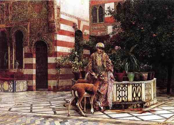 Weeks Edwin Lord Girl In A Moorish Courtyard A4 Photo Print