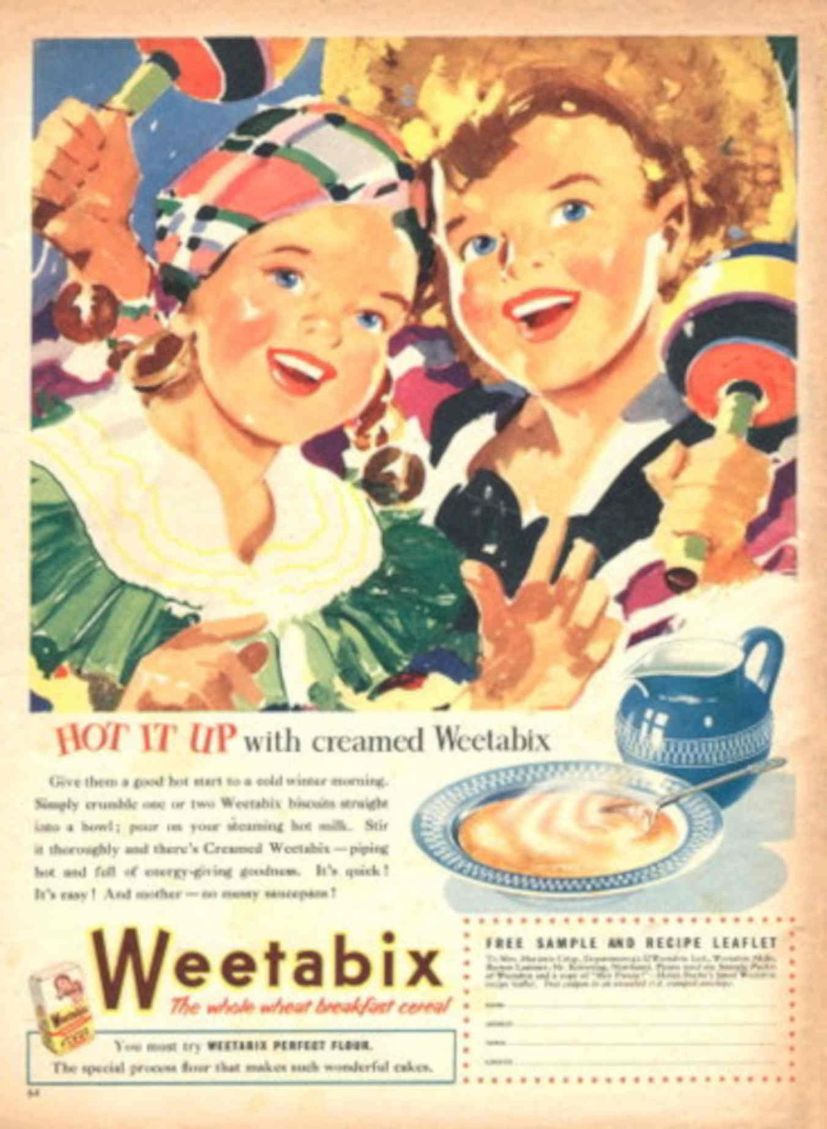 Weetabix Breakfast Hot 1950s Vintage Retro Advert Poster
