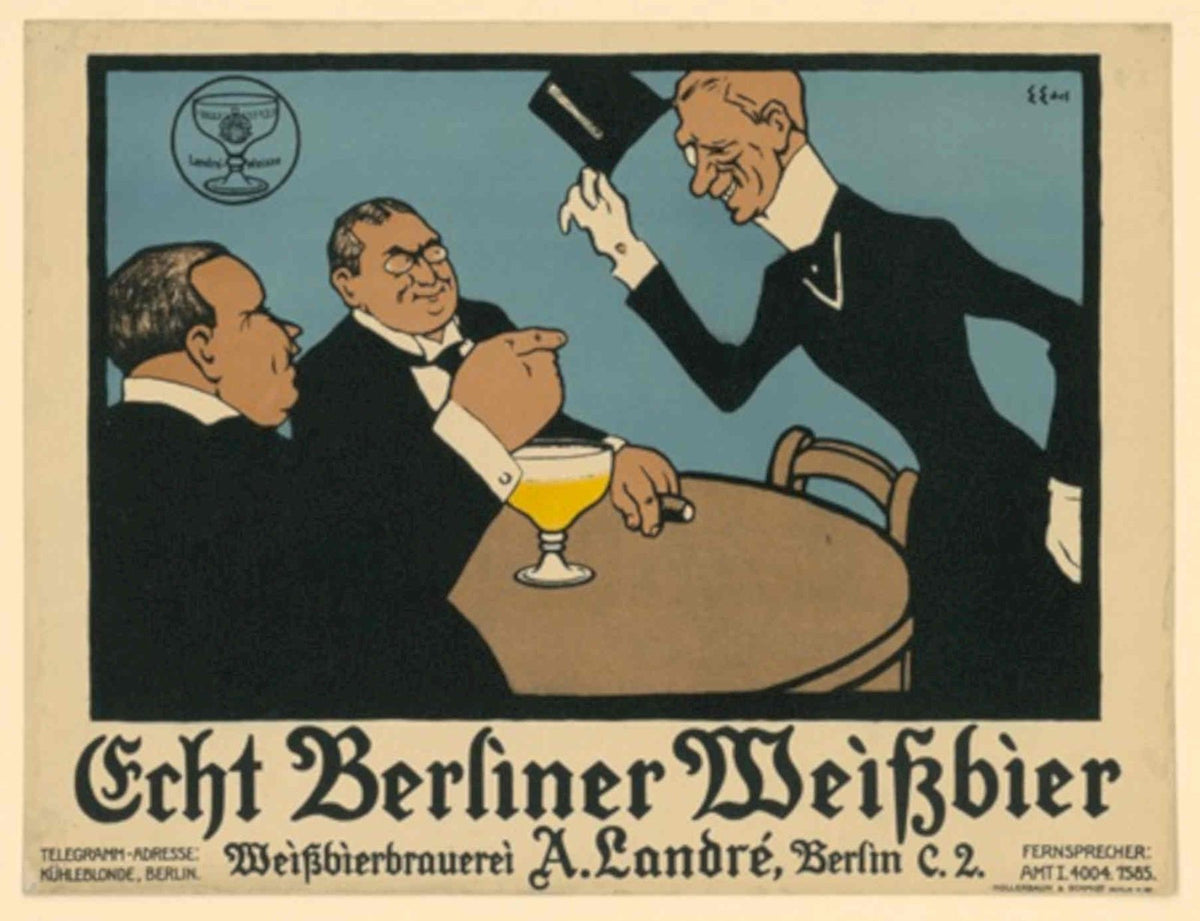 Weizbier Landre Berlin Vintage Retro Advert Poster