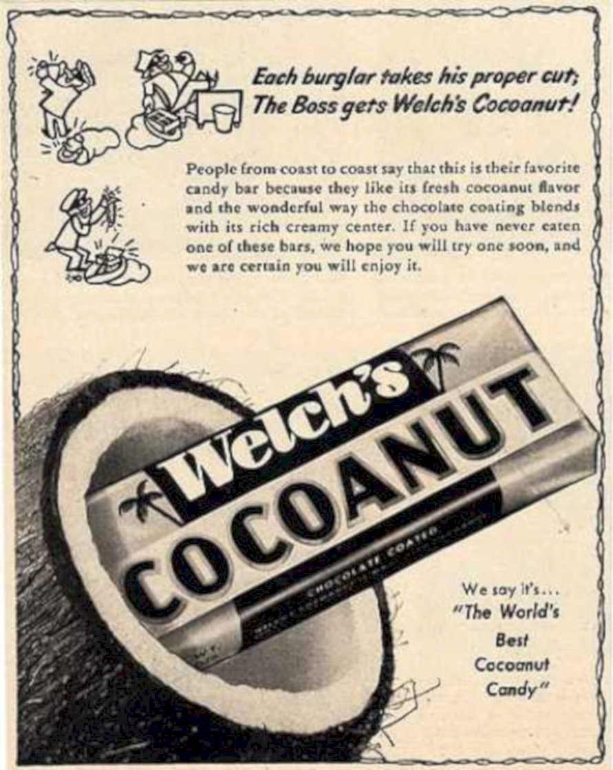 Welchs Cocoanut Candy Vintage Retro Advert Ads A4 Photo Print