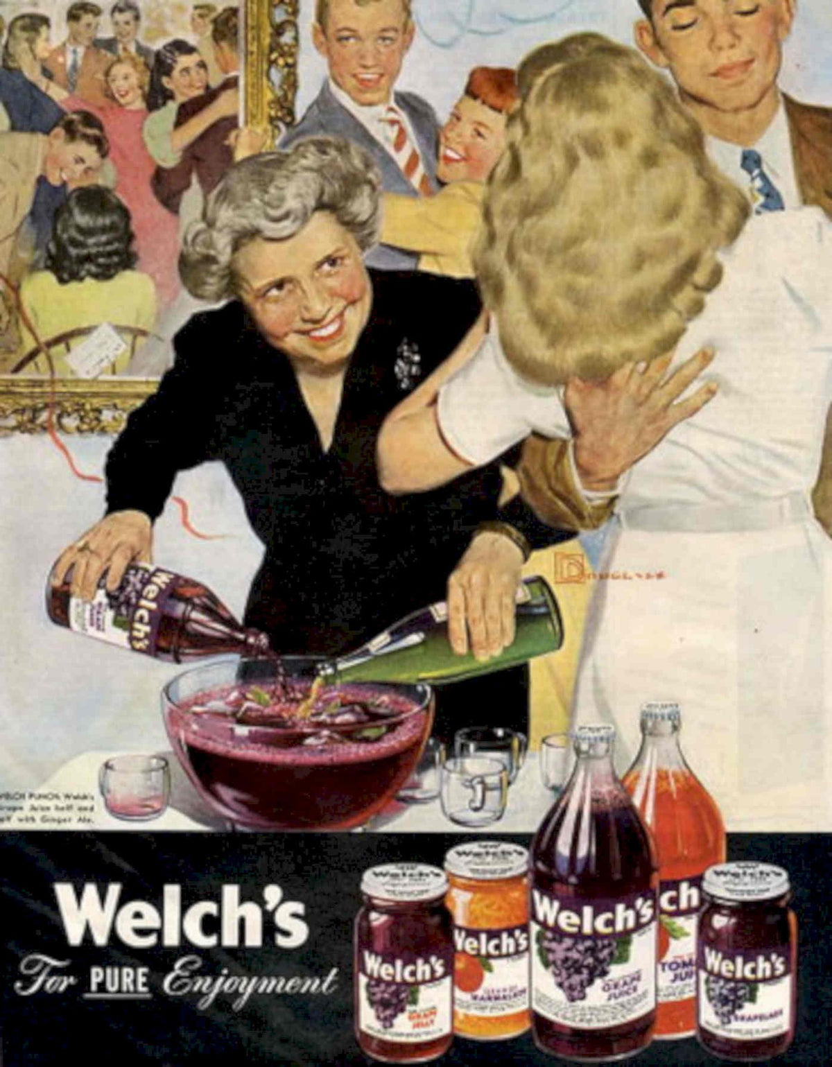 Welchs Family Juice 1940s Vintage Retro Advert Poster