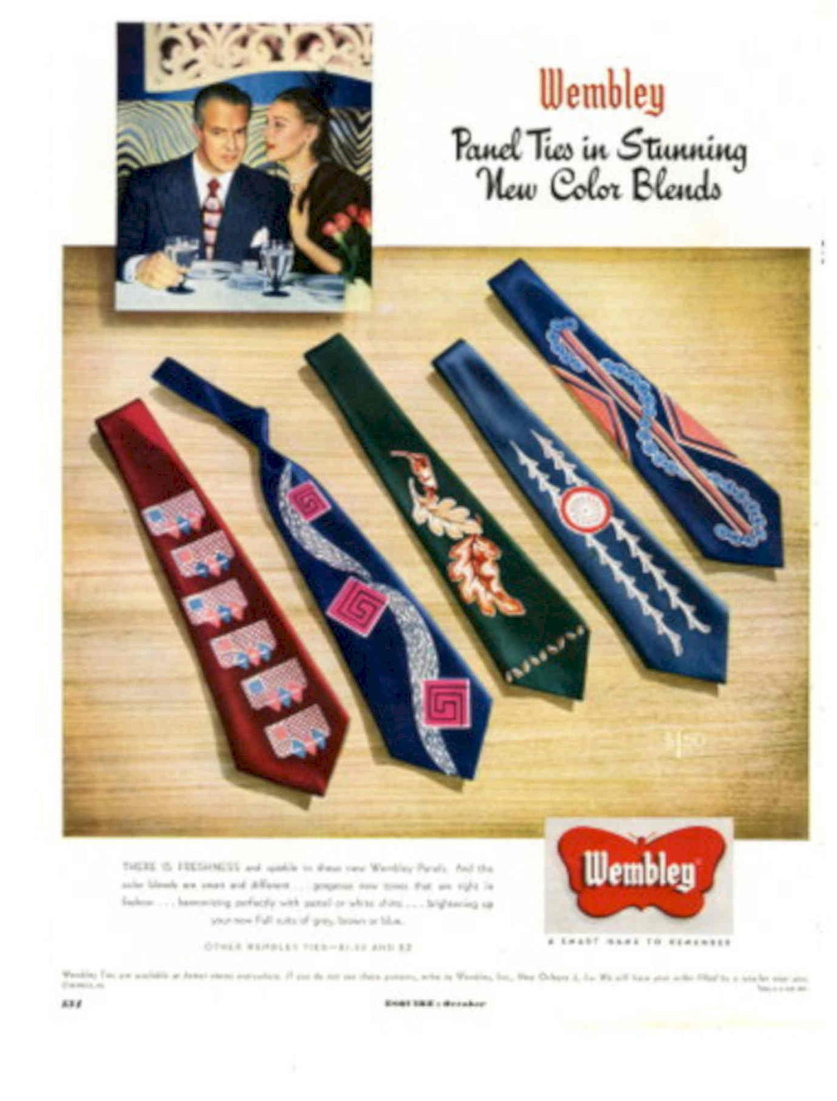 Wembley Panel Ties 1940s Vintage Retro Advert Poster