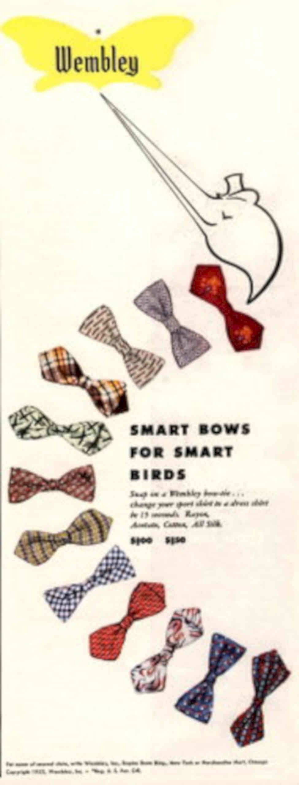 Wembly Bows Bird 1950s Vintage Retro Advert Poster